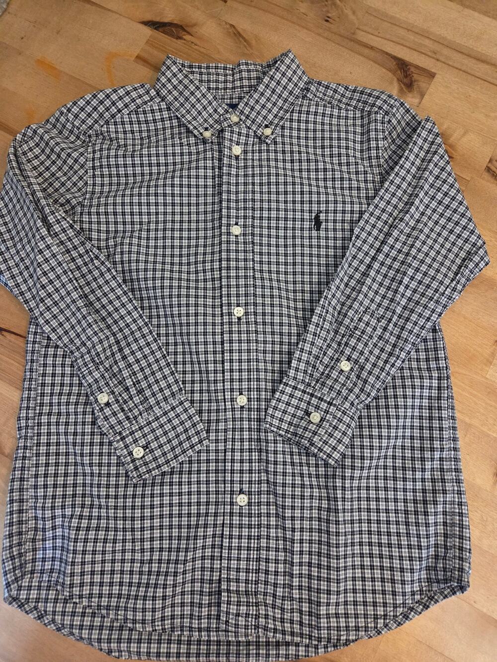 Ralph Lauren Boys Size 7 Blue White Check Button Down Shirt Excellent condition.
